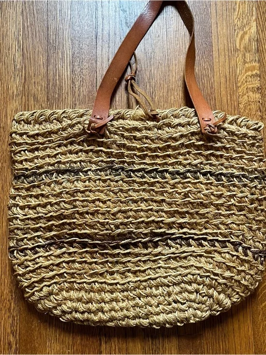 Vtg Marcus Brothers Italy shoulder bag purse boho woven raffia coastal natural - Picture 5 of 9